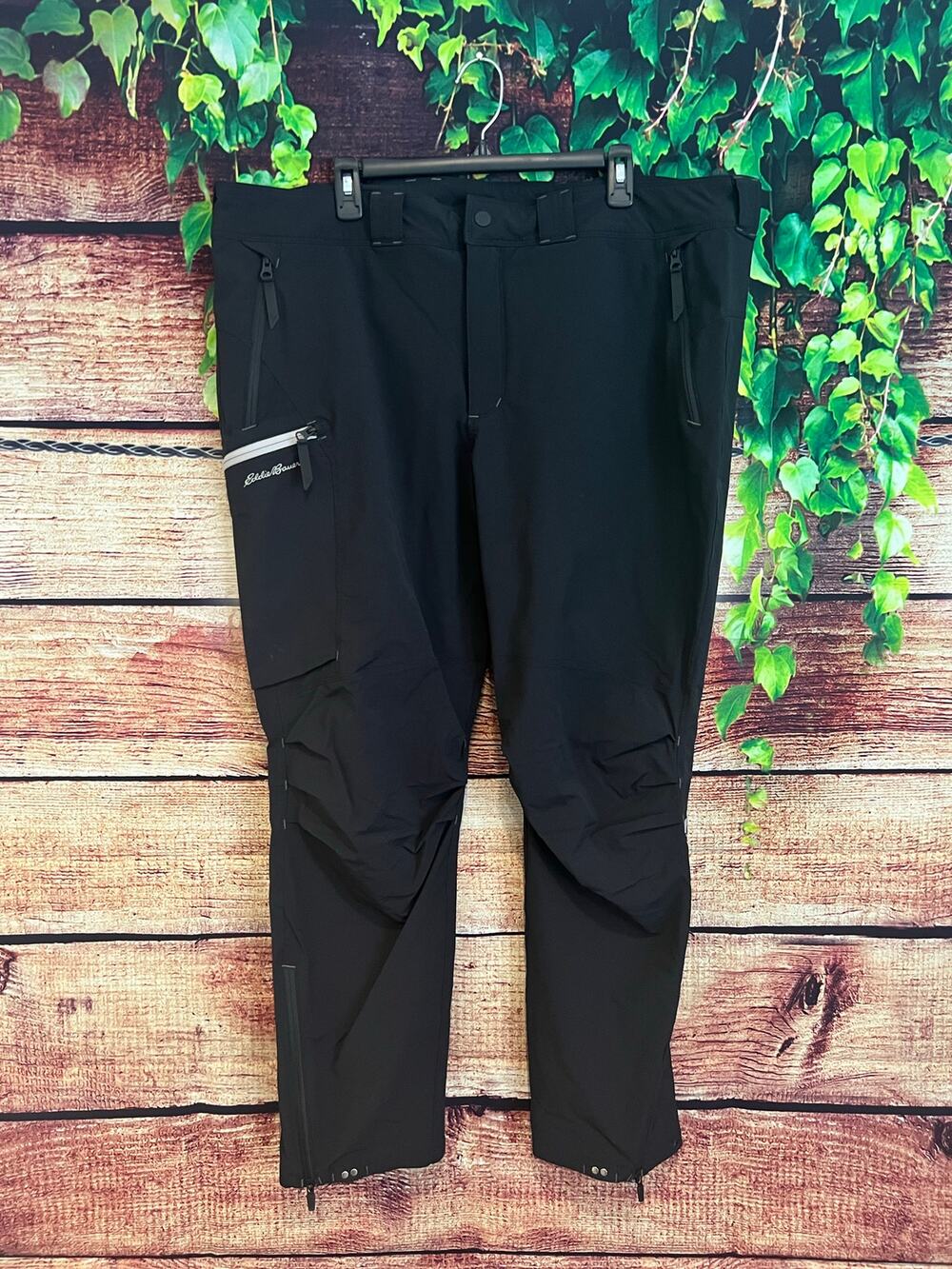 Eddie Bauer Windbreaker Hiking Pants Black Pockets Nylon Spandex Women's 2XL XXL